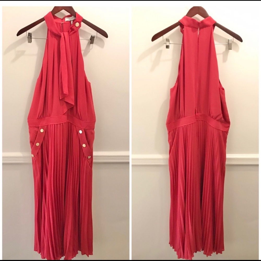 NWT REISS Nina Halterneck Pleated Midi Dress, Size 10 - Picture 5 of 6